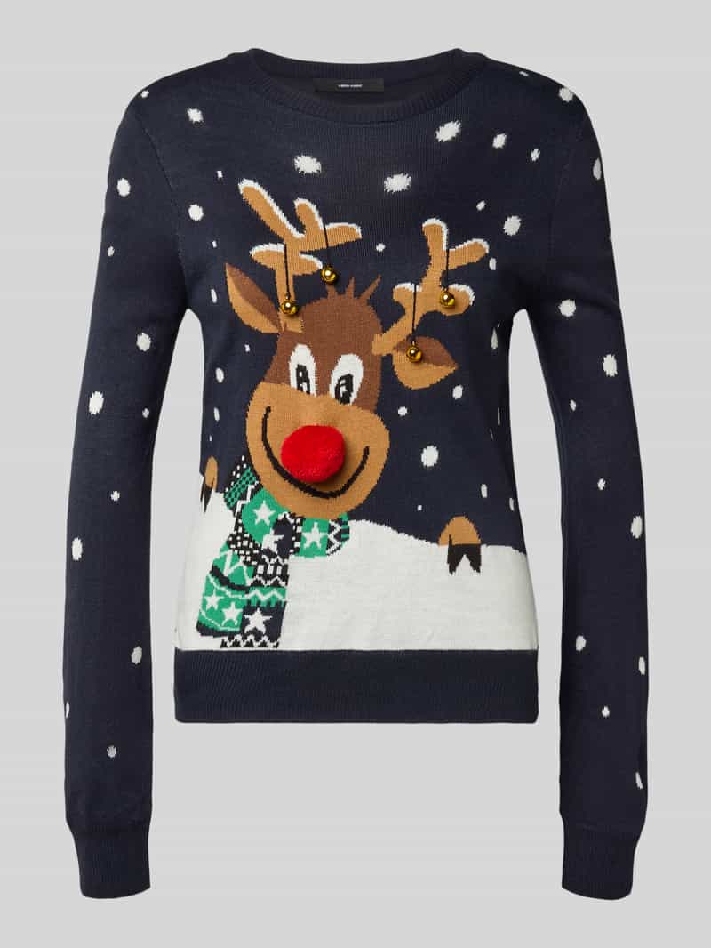 Sweter świąteczny o kroju regular fit z pomponem model ‘FROSTYDEER’