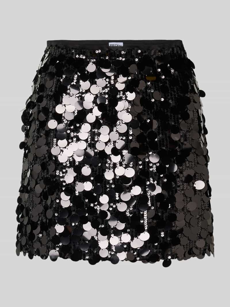 Spódnica mini o dopasowanym kroju z cekinowym obszyciem model ‘MALOU’