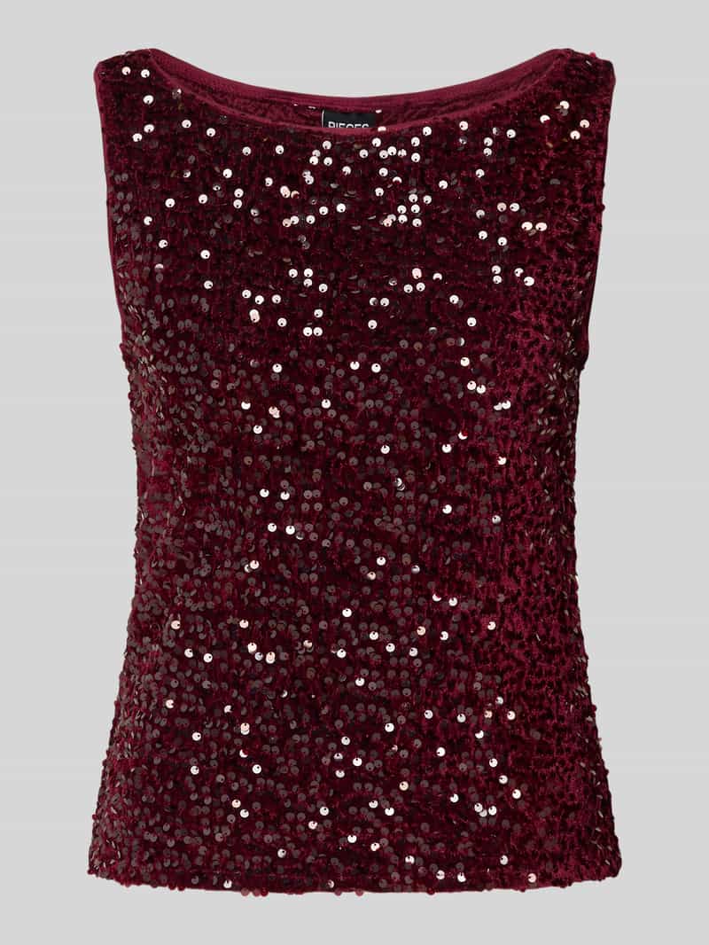 Top cekinowy o kroju regular fit z aksamitu model ‘KAM’