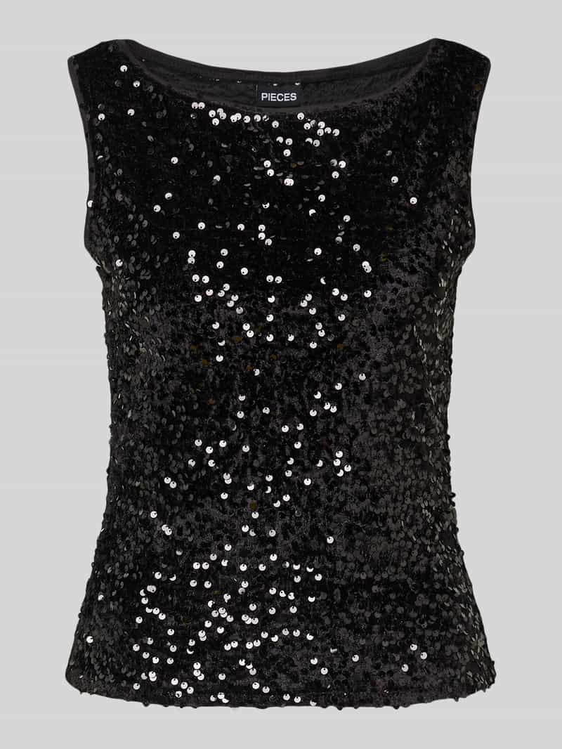 Top cekinowy o kroju regular fit z aksamitu model ‘KAM’