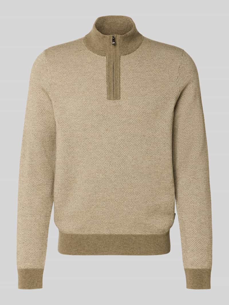 Bluza z kołnierzem o kroju regular fit z mieszanki żywej wełny i bawełny model ‘HETTORE’