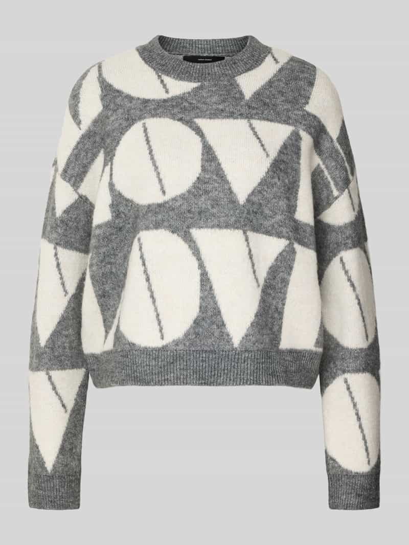 Sweter z dzianiny o kroju regular fit z dodatkiem wełny model ‘LOVE’