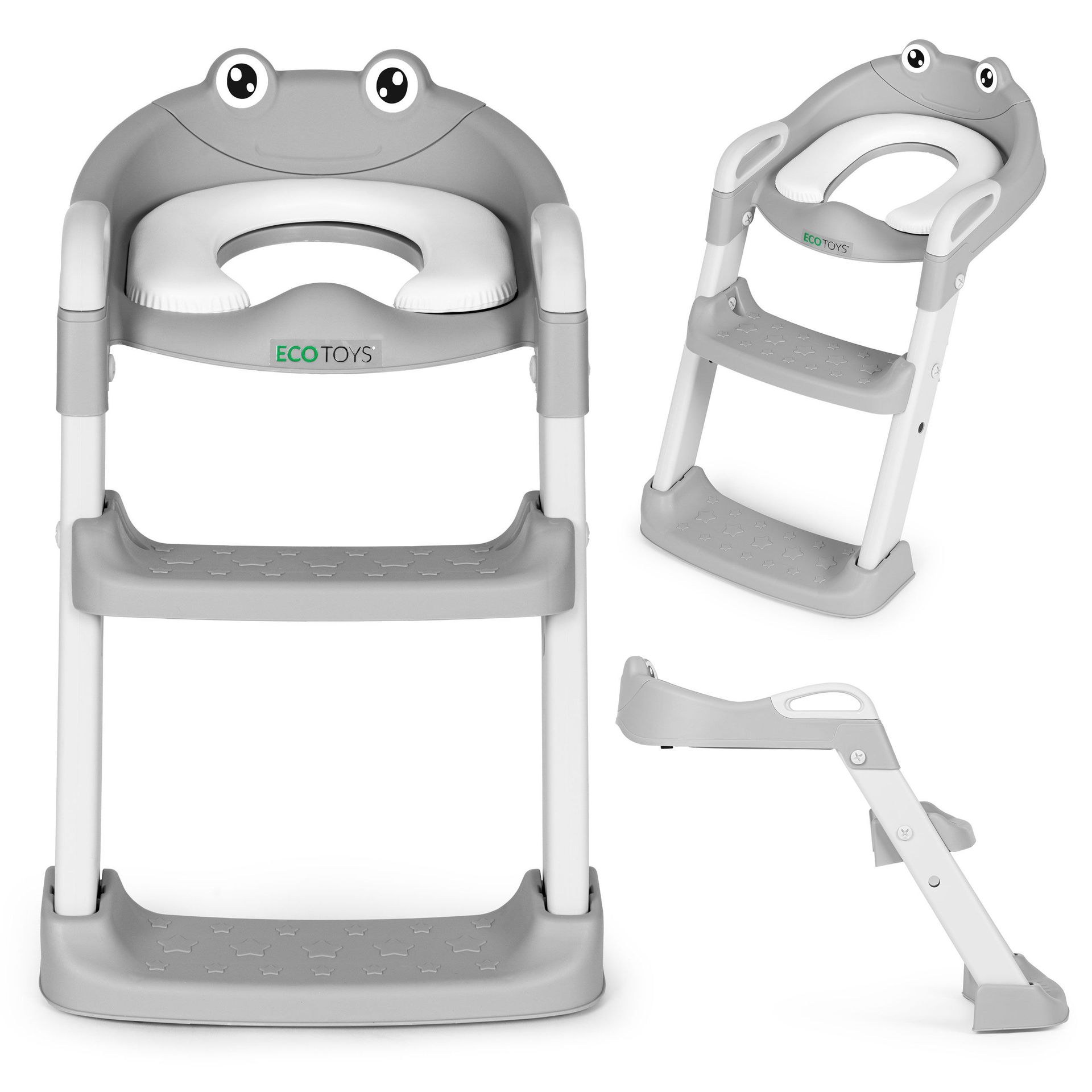 Ecotoys Nakładka na toaletę dla dzieci ze schodkami i drabinką szara
