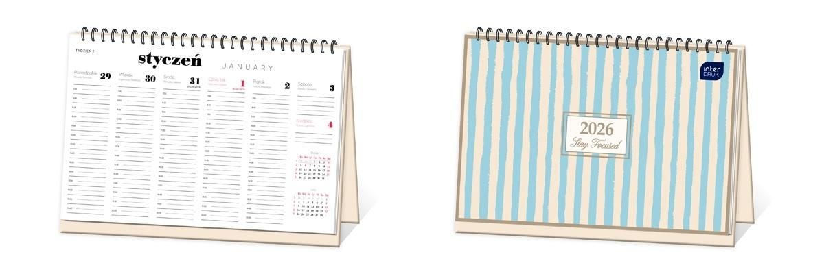 Interdruk Kalendarz na biurko tygodniowy 2026 - Paski - kalendarz