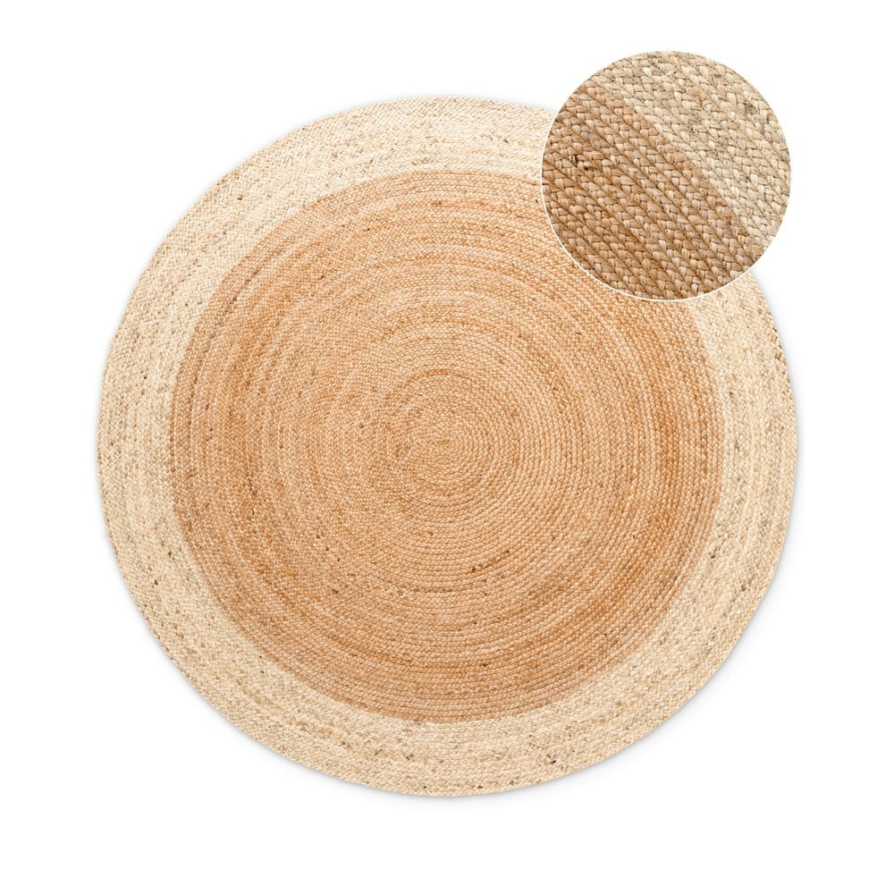 Okrągły dwustronny dywan z juty tkany ręcznie w naturalnym kolorze ø 120 cm Jutta Gold – Hanse Home