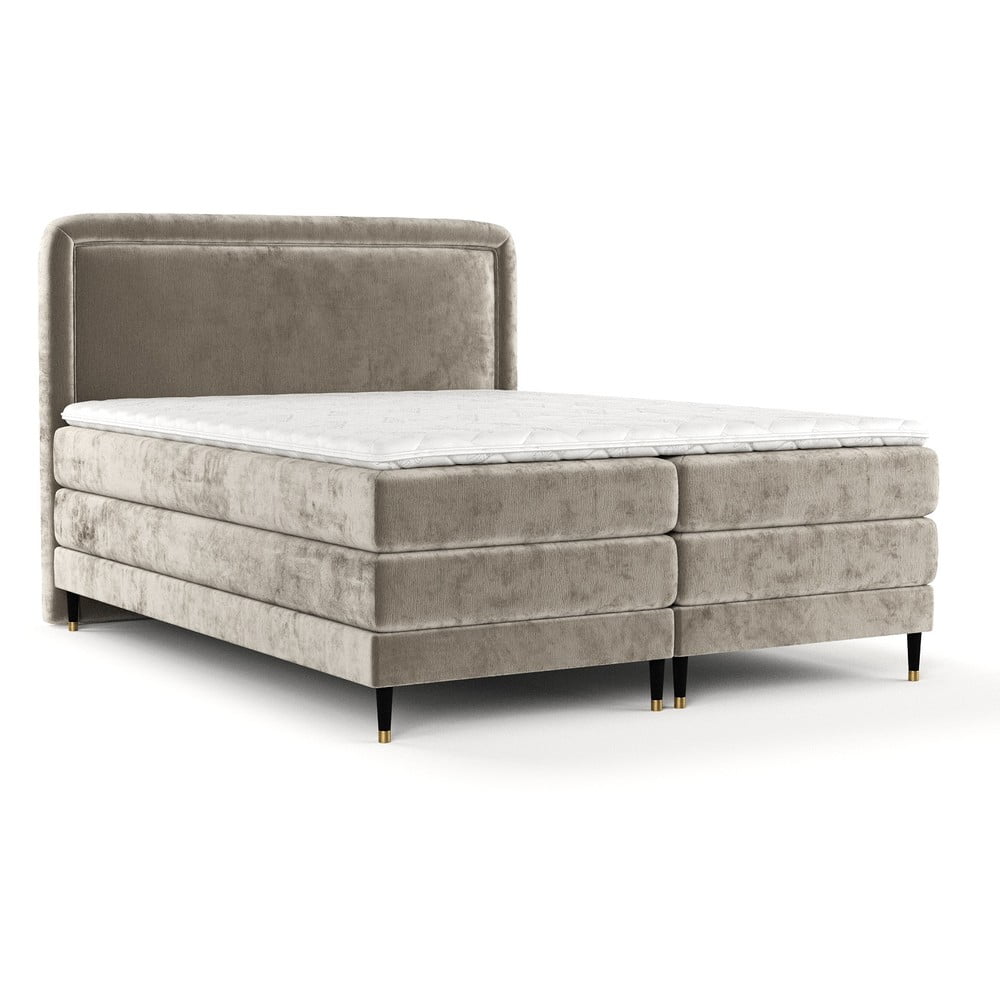 Jasnobrązowe łóżko boxspring 200x200 cm Dove – Maison de Rêve