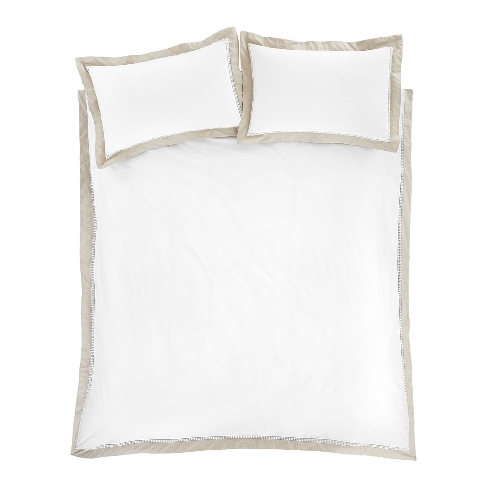 Biało-beżowa bawełniana pościel dwuosobowa 230x220 cm Oxford Lace – Bianca
