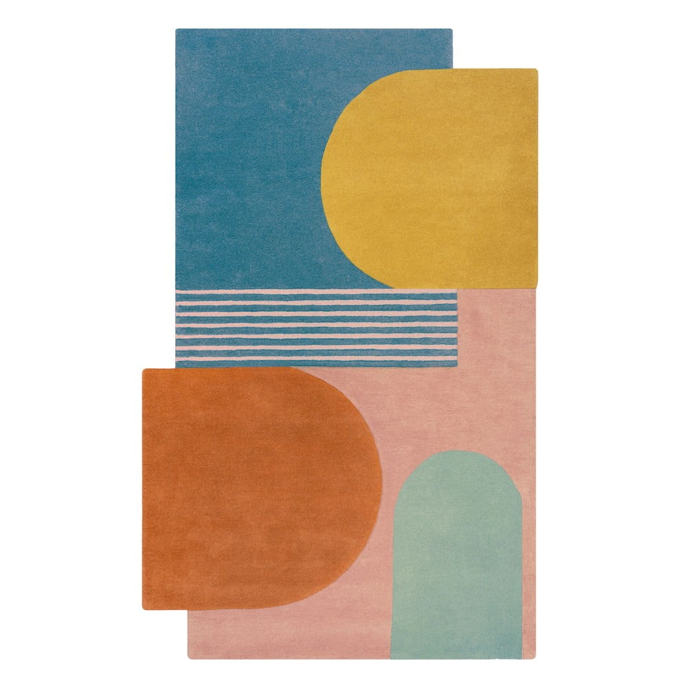 Niebieski wełniany dywan tkany ręcznie 150x240 cm Lozenge Bright Multi – Flair Rugs