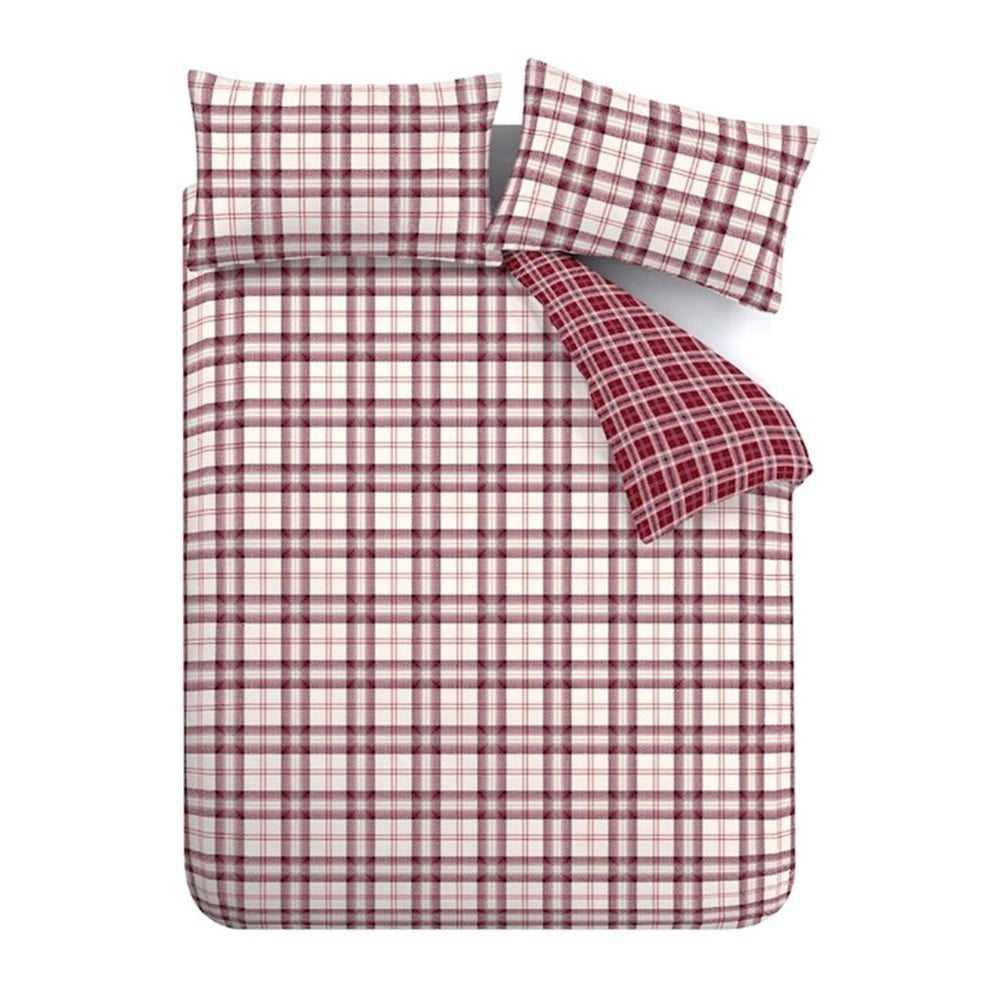 Bordowa pościel dwuosobowa 200x200 cm Kelso Check – Catherine Lansfield