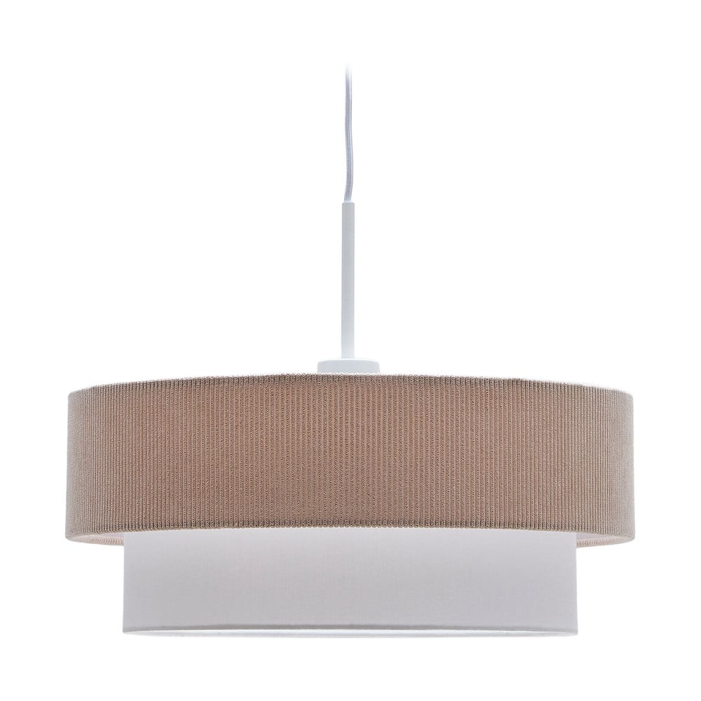 Biało-beżowa lampa wisząca z tekstylnym kloszem ø 40 cm Bianella – Kave Home