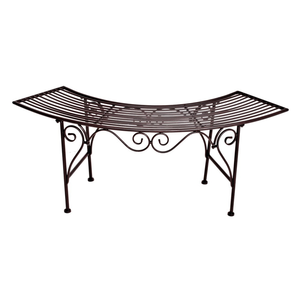 Garden Pleasure Czarno-ciemnobrązowa metalowa ławka ogrodowa Fuego