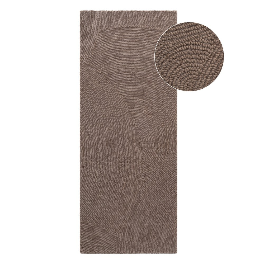 Szarobrązowy wełniany chodnik tkany ręcznie 80x200 cm Calmio – Hanse Home