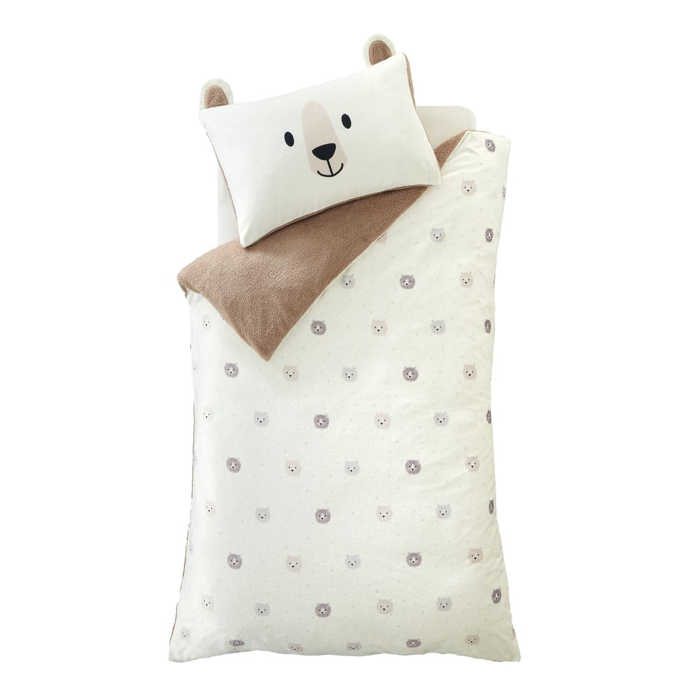 Brązowo-kremowa pościel dziecięca jednoosobowa z mikropluszu 135x200 cm Cosy Bear – Catherine Lansfield