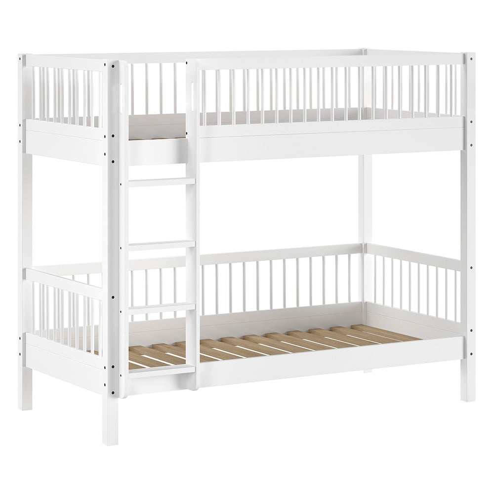 Białe piętrowe łóżko dziecięce z litego drewna bukowego 90x200 cm Forrest – Vipack