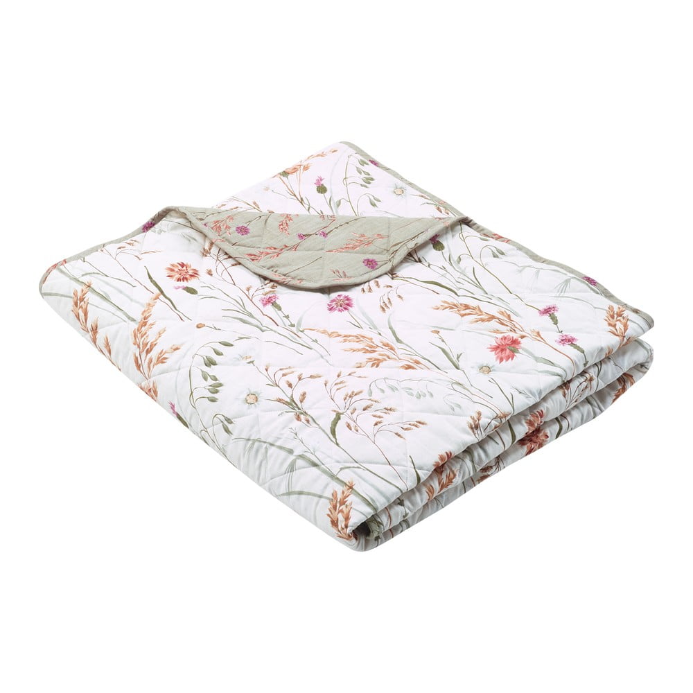 Zielono-beżowa bawełniana narzuta pikowana 200x220 cm Grasmere Floral – Catherine Lansfield