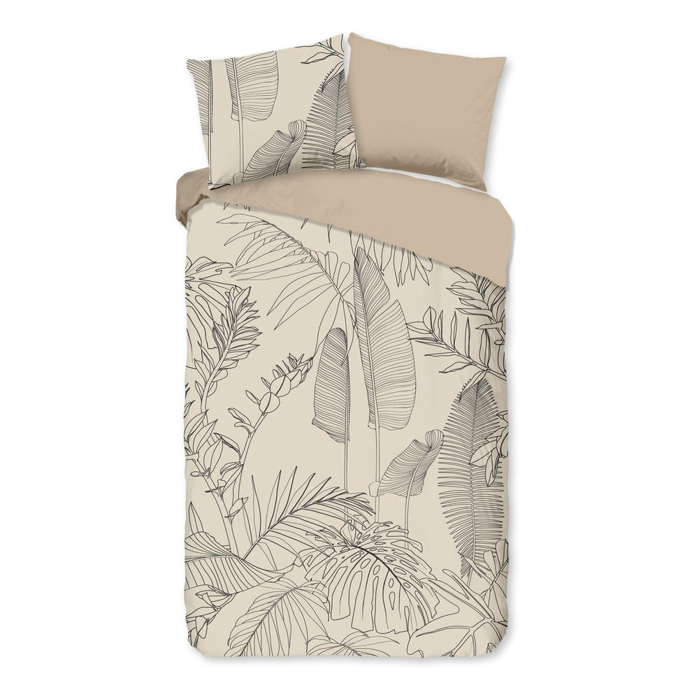 Beżowa bawełniana pościel jednoosobowa 140x220 cm Sym – Good Morning