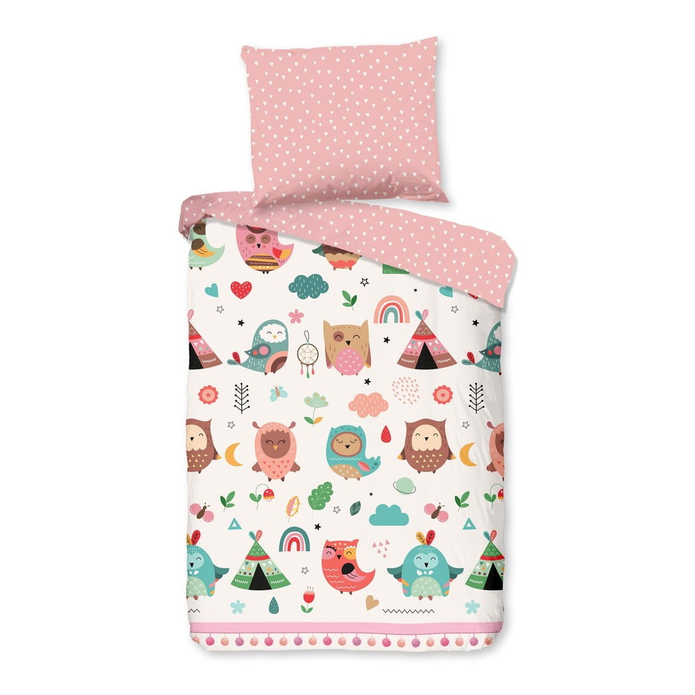 Różowa bawełniana pościel dziecięca do łóżeczka 100x135 cm Wise – Good Morning