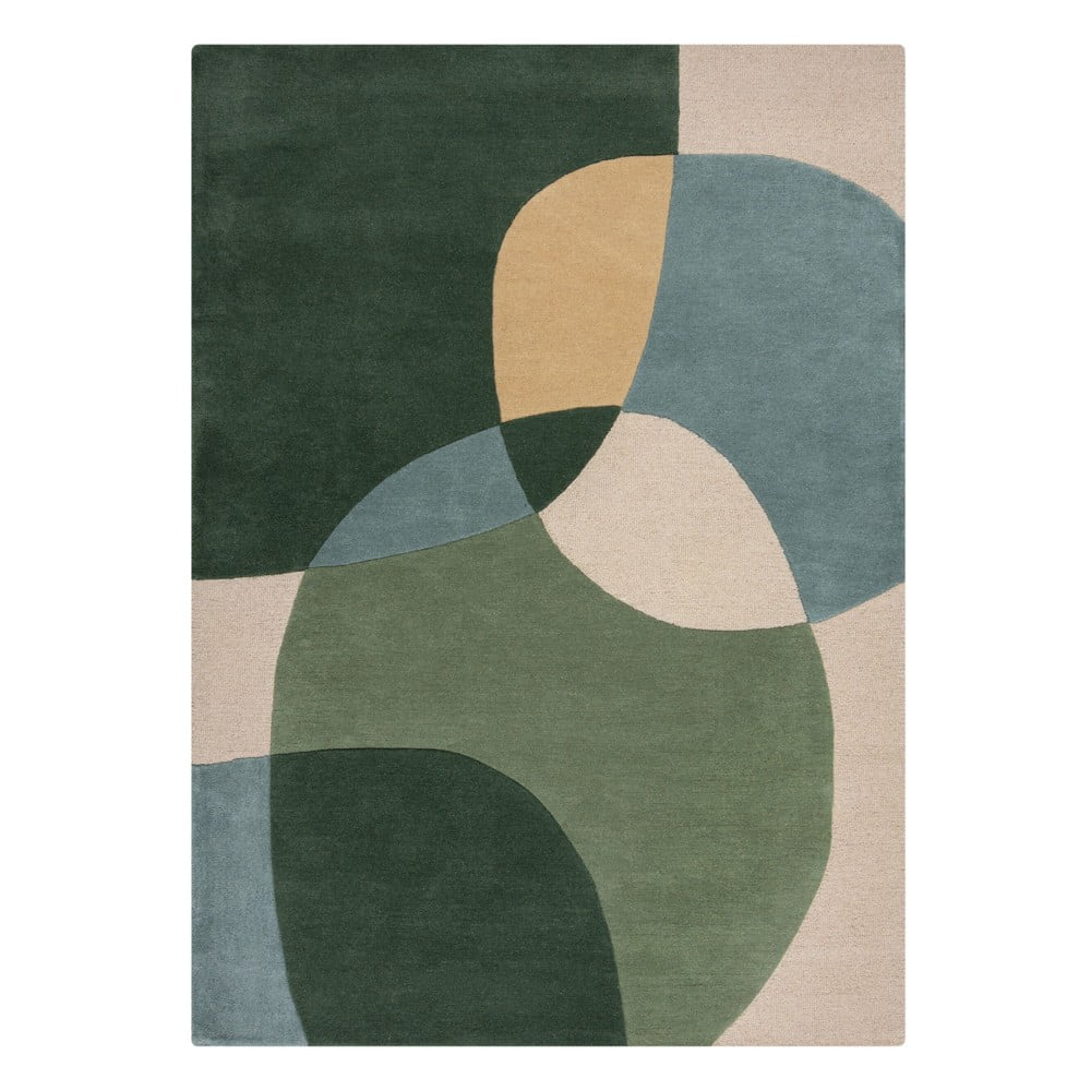 Zielony wełniany dywan tkany ręcznie 160x230 cm Glow Green & Blue – Flair Rugs