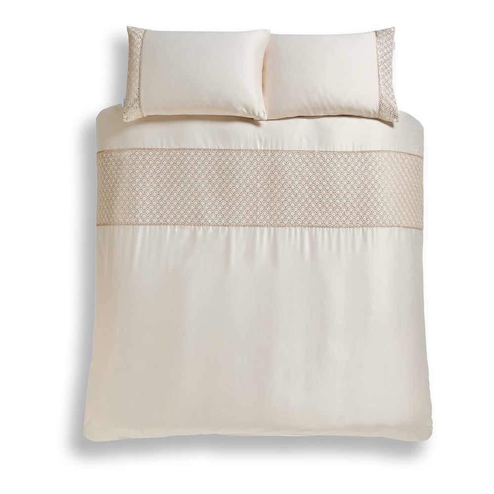Beżowa pościel dwuosobowa z mikrosatyny 230x220 cm Deco Sequin – Catherine Lansfield
