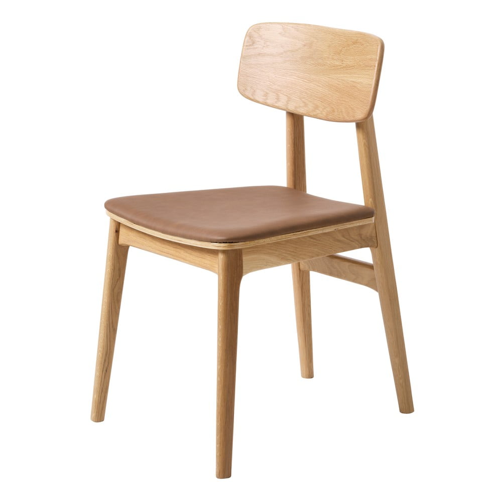 Koniakowo-naturalne krzesło z imitacji skóry Livo – Unique Furniture