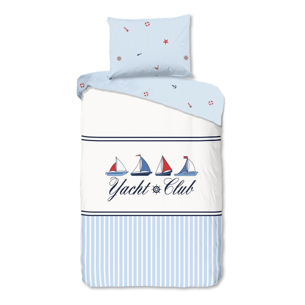 Biało-niebieska bawełniana pościel jednoosobowa 140x200 cm Yachtclub – Good Morning