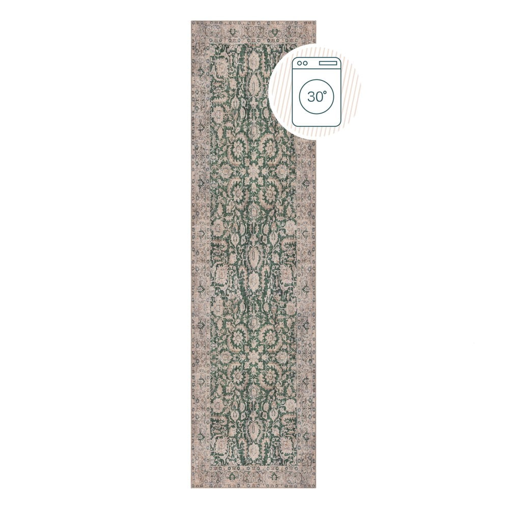 Zielony chodnik odpowiedni do prania 60x230 cm Beau Floral – Flair Rugs