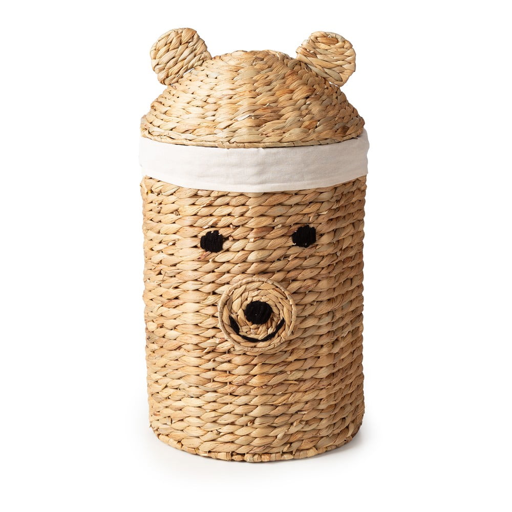 Dziecięcy kosz na zabawki z hiacyntu wodnego w naturalnym kolorze ø 30x56 cm Bear – Compactor