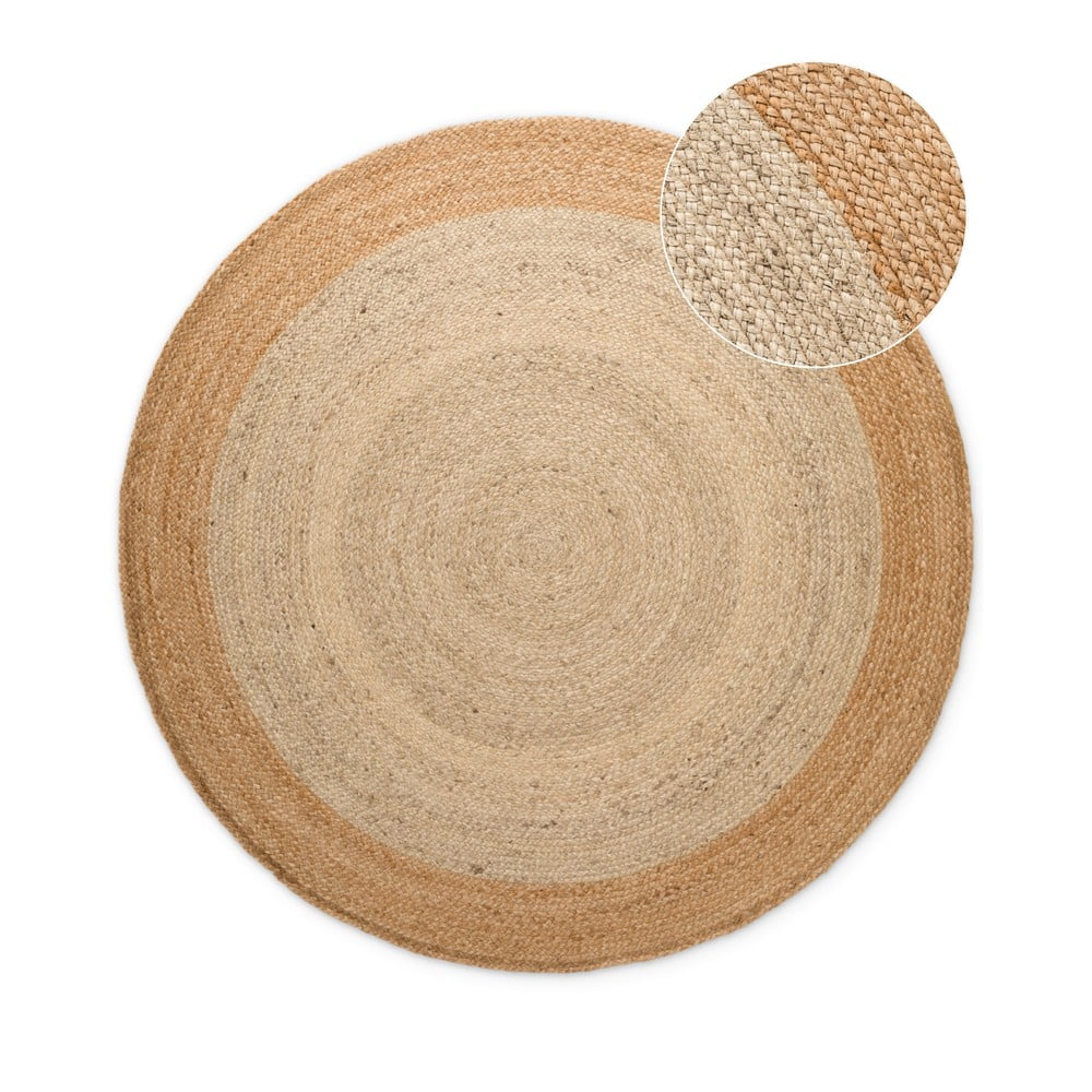 Okrągły dwustronny dywan z juty tkany ręcznie w kolorze kości słoniowej ø 160 cm Jutta Ivory – Hanse Home