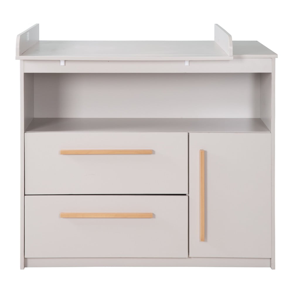 Jasnoszara komoda dziecięca z przewijakiem 107x98x75 cm Lea – Roba