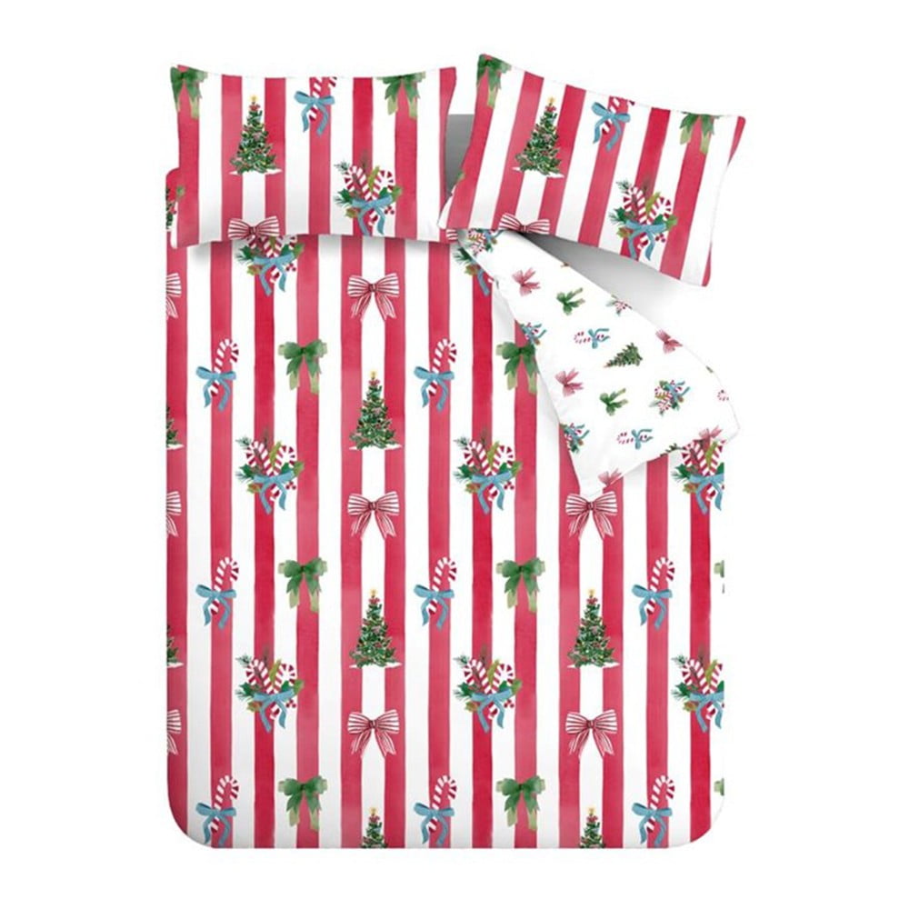 Czerwono-biała pościel dwuosobowa 200x200 cm Christmas Stripe – Catherine Lansfield