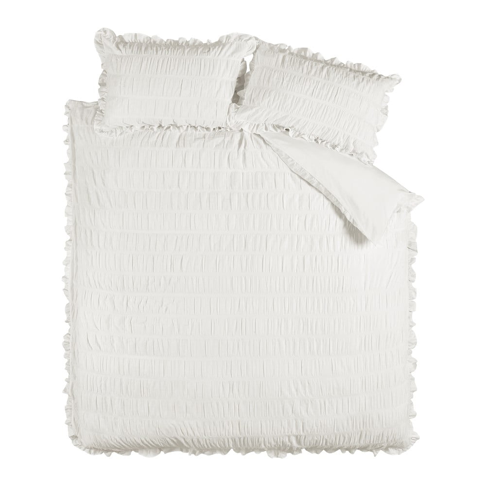 Biała pościel dwuosobowa z kory 230x220 cm Seersucker Frill – Catherine Lansfield