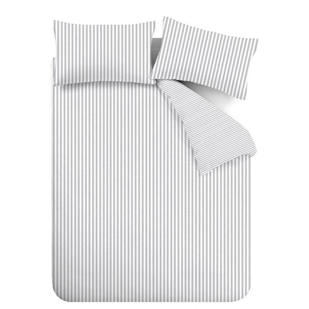 Szara flanelowa pościel jednoosobowa 135x200 cm Stripe – Catherine Lansfield