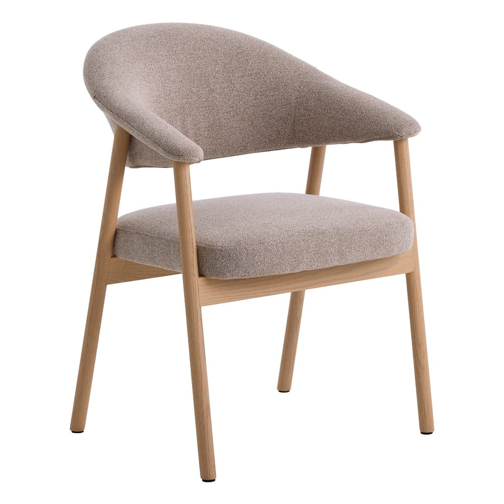 Beżowe fotele jadalniane zestaw z podłokietnikami 2 szt. z litego drewna dębowego Elk – Unique Furniture