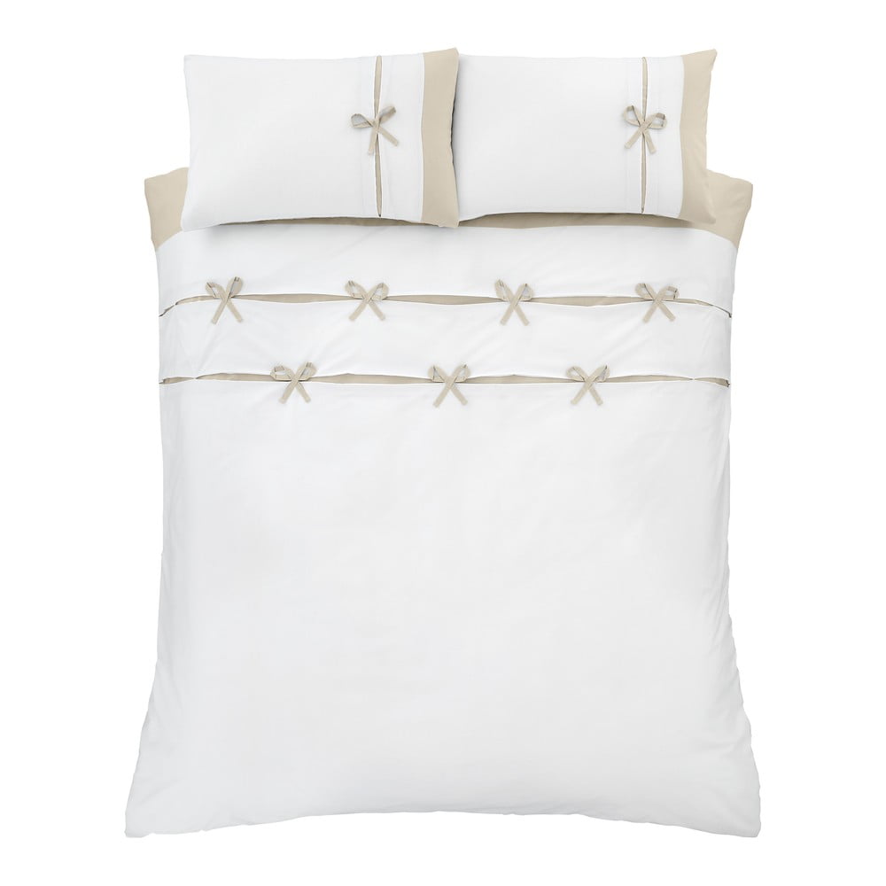 Biała pościel dwuosobowa 230x220 cm Milo Bow – Catherine Lansfield