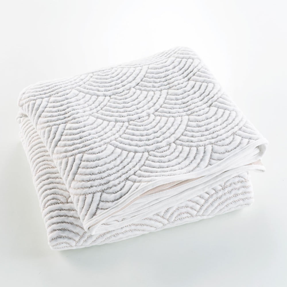 Biało-beżowy dżersejowy zestaw narzuty na łóżko i poszewki na poduszkę 220x240 cm Cassandra – douceur d'intérieur