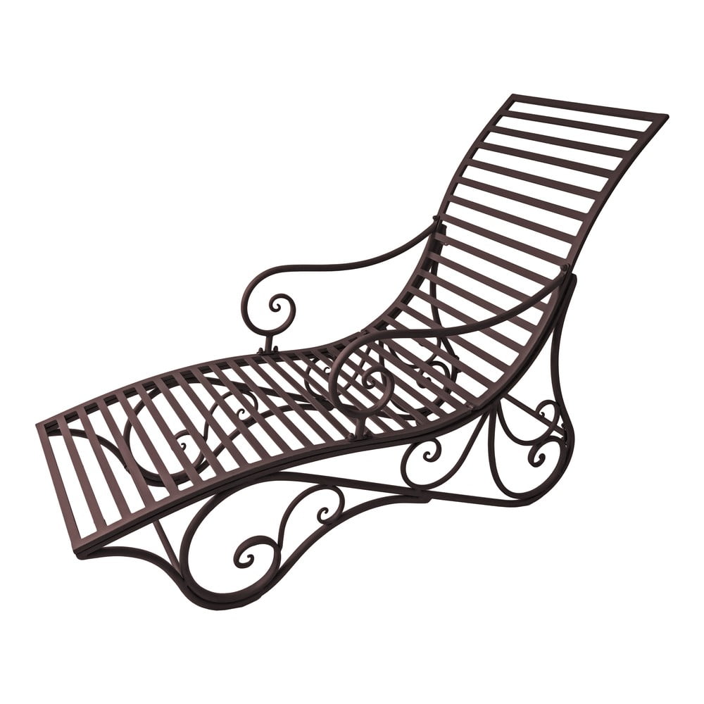Ciemnobrązowy metalowy leżak ogrodowy Kuwa – Garden Pleasure