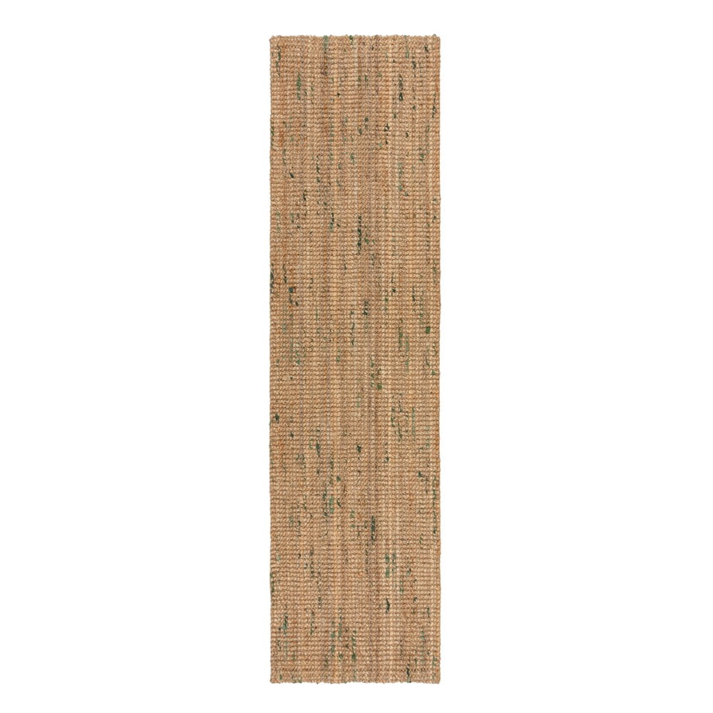 Zielono-naturalny dwustronny chodnik z juty tkany ręcznie 60x230 cm Jute Boucle Green – Flair Rugs