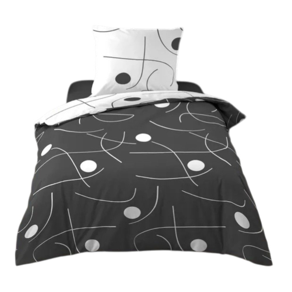Biało-ciemnoszara pościel jednoosobowa z mikrowłókna 140x200 cm Sonate – douceur d'intérieur