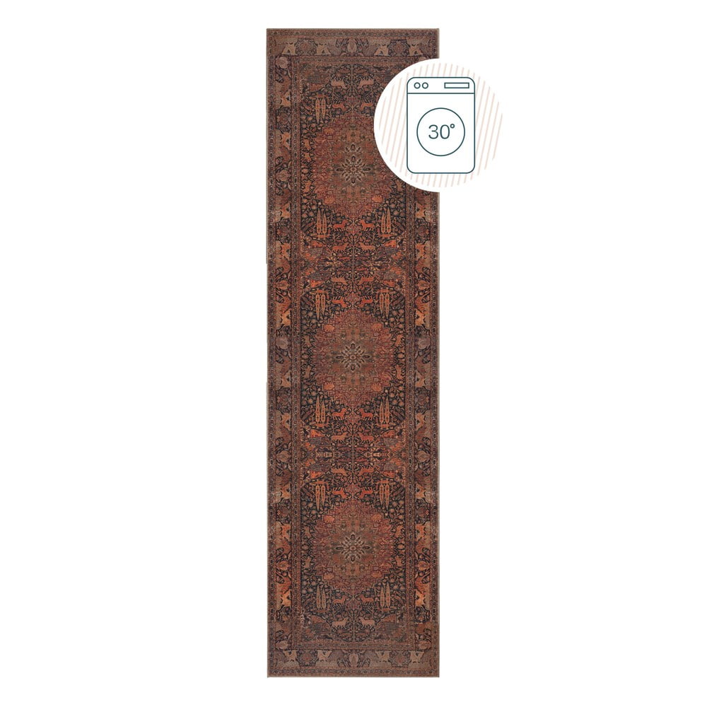 Bordowy chodnik odpowiedni do prania 60x230 cm Nico Global – Flair Rugs