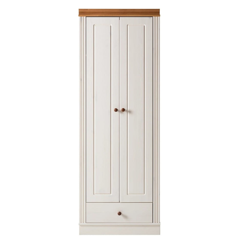 Biała szafa z litego drewna sosnowego 65x180 cm Anita – Støraa