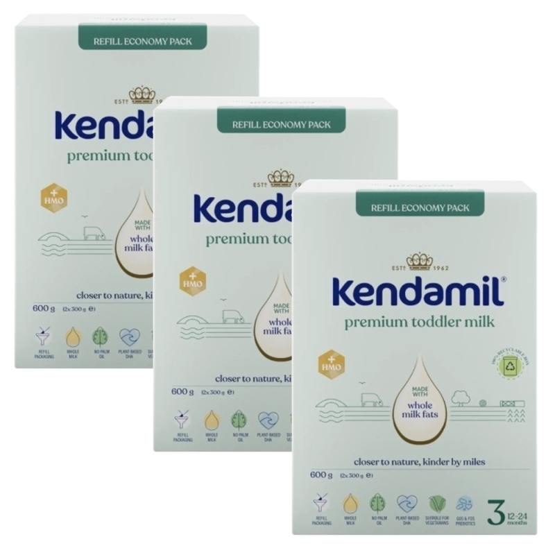 Kendamil Premium 3 HMO+ Produkt na bazie białka krowiego po 1. roku życia Refill Pack, 600 g