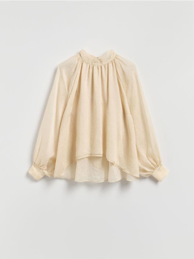 Reserved - Bluzka z lyocellem - złamana biel