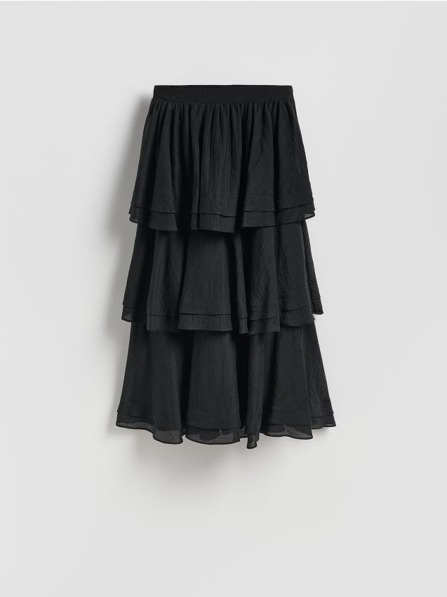 Reserved - Spódnica z falbanami - czarny