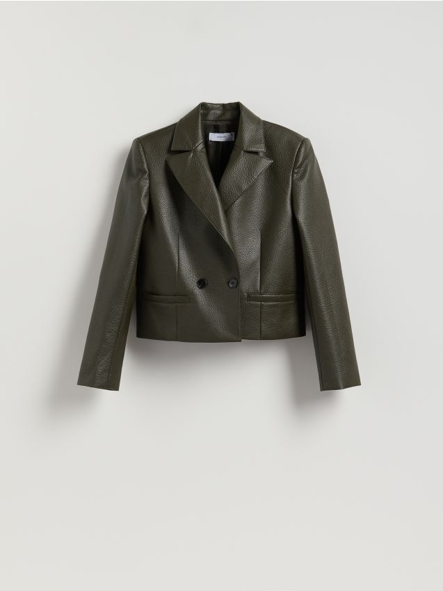 Reserved - Marynarka z imitacji skóry - jasny zielony