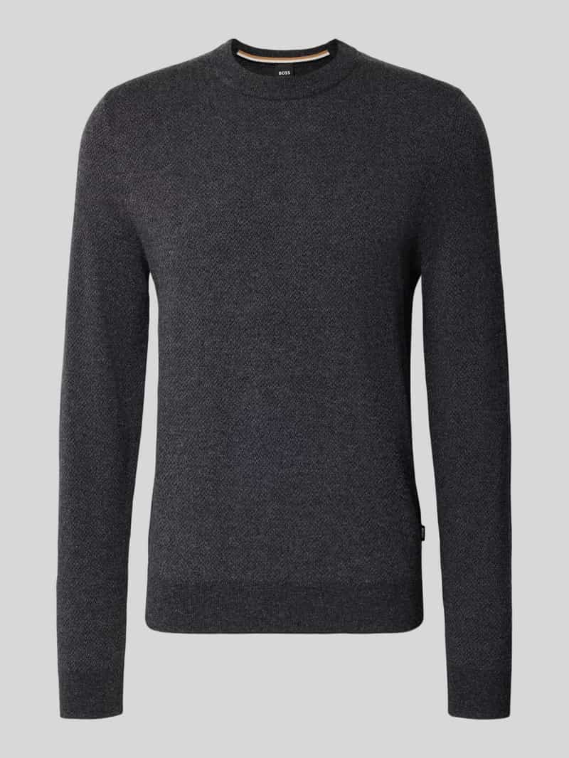 Sweter z dzianiny o kroju regular fit z mieszanki bawełny i żywej wełny model ‘HESTRO’