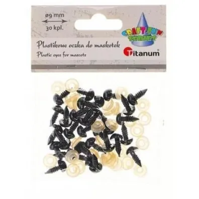 Titanum Oczy do maskotek plastikowe 9mm z mocowaniem 30 szt