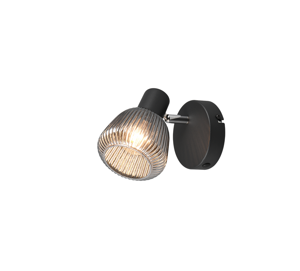 Trio TARIFA 862800132 kinkiet klosze ryflowane szkło chromowane 1xE14 wykończenie czarne