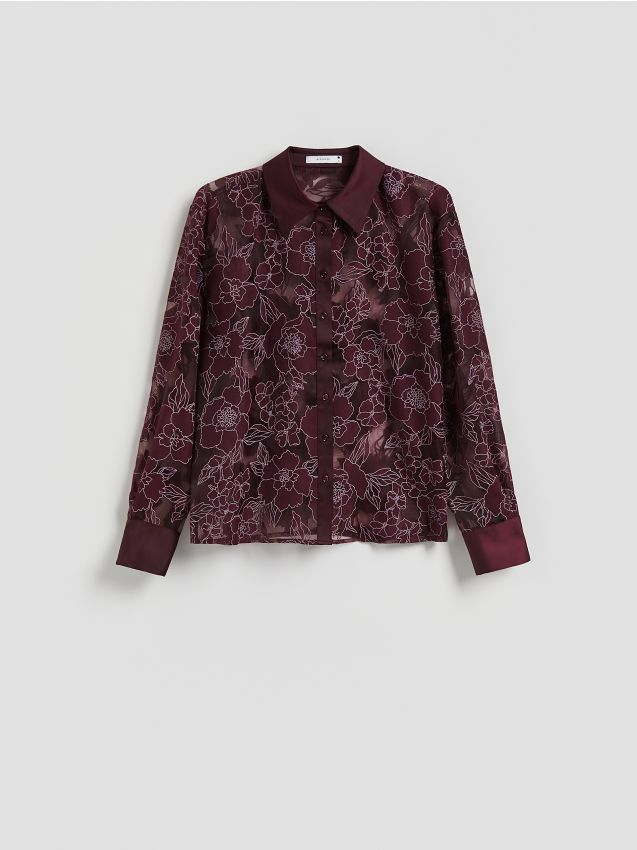 Reserved - Koszula z wiskozą - ciemnofioletowy