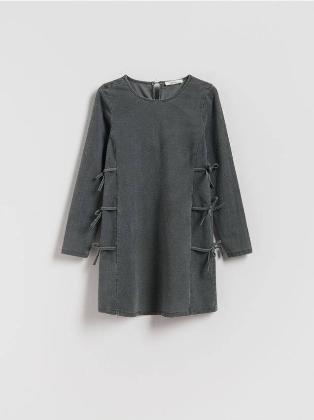 Reserved - Sukienka z kokardkami - ciemnoszary