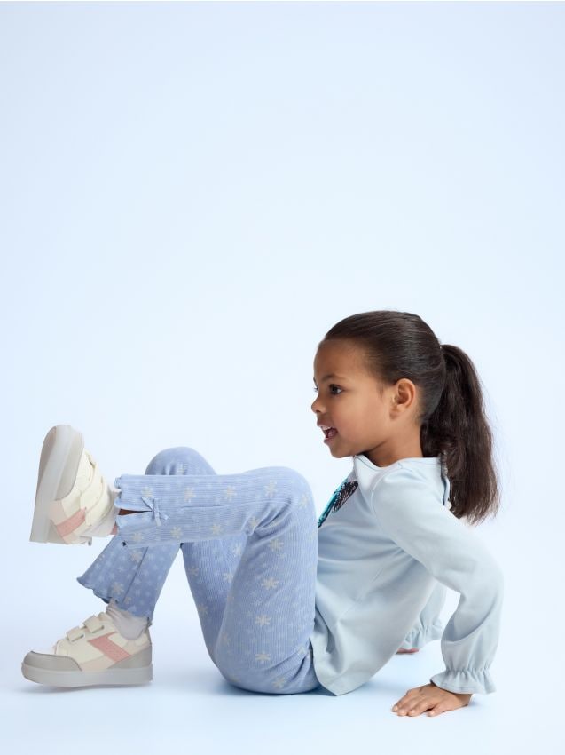 Reserved - Legginsy flare z kokardkami - jasnoniebieski